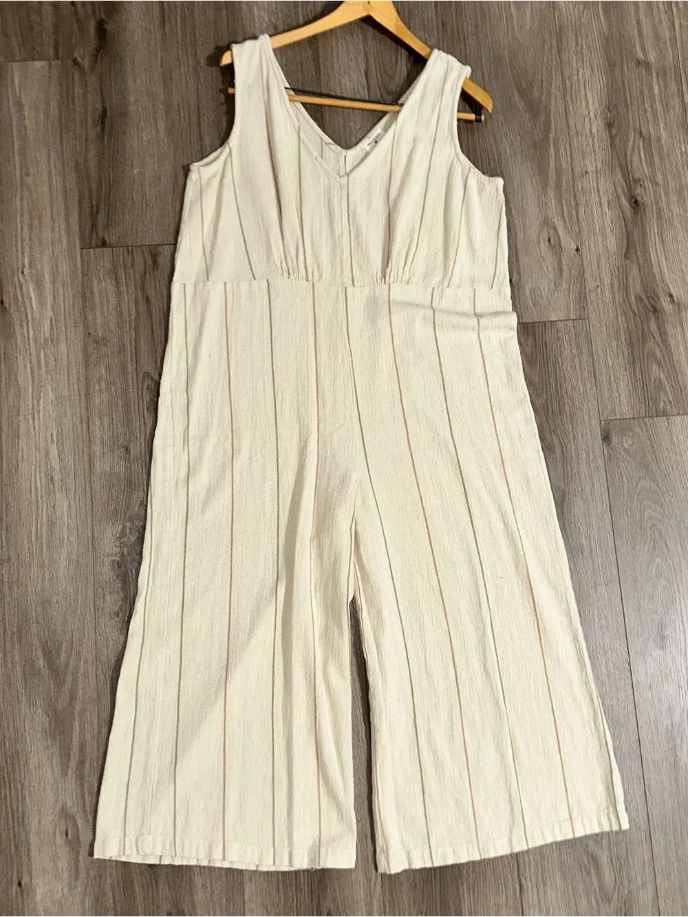 Cotten Jumpsuit Wide Leg Flax Beige Roomy Summer Breathable Fabric - Picture 1 of 8